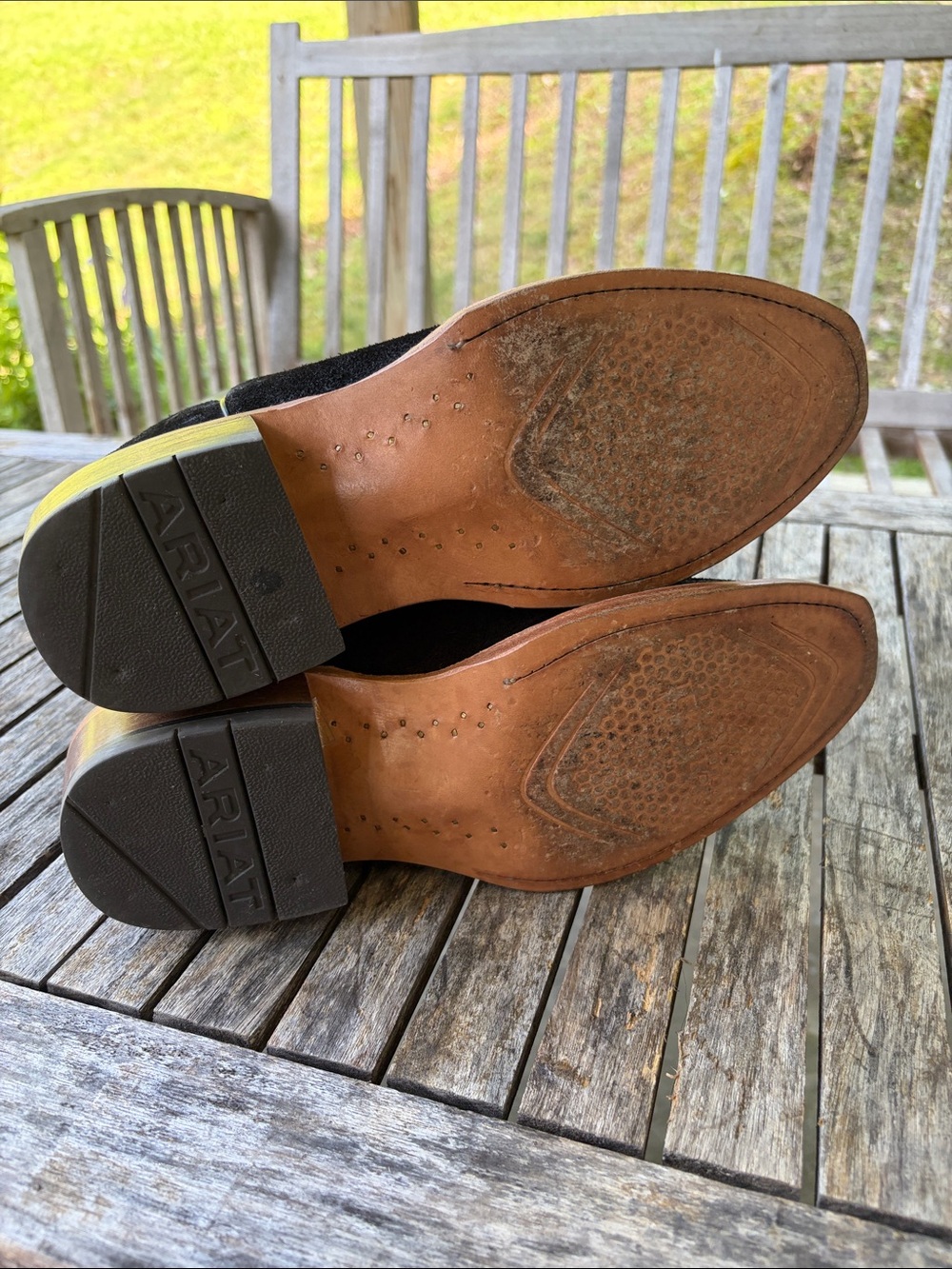 Ariat Black Suede & Leather Western Heeled Boots - Picture 11 of 11